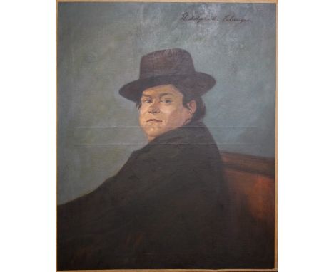 A 1920s Continental school portrait of the artist Baron Rodolphe D' Erlanger (died 1932)Unframed oil on canvas. The work bear