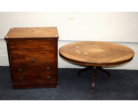 A Geo IV mahogany, chest commode with lift up lid and bracket feet. Together with a Victorian, walnut loo table (reduced in h