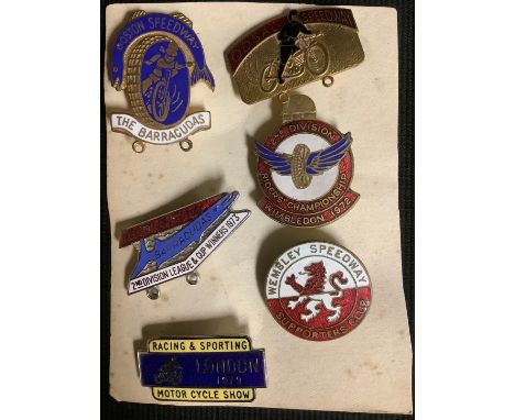 Enamel Badges - a Boston Speedway badge; others, Odsal, Wembley, Boston, etc (6) 