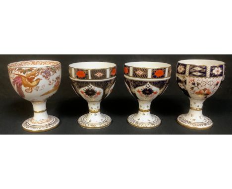 A pair of Royal Crown Derby Imari 1128 pattern goblets, 11.5cm, printed marks, seconds; others 2451 pattern, second; Olde Ave