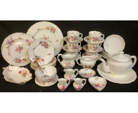 A Royal Crown Derby Posies tea set for six comprising cream jug, sugar bowl, side plates, cups and saucers; others, jugs, pla