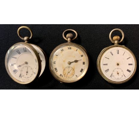 A late 19th century continental silver open face pocket watch, white enamel dial, the case marked 800, import marks; another 