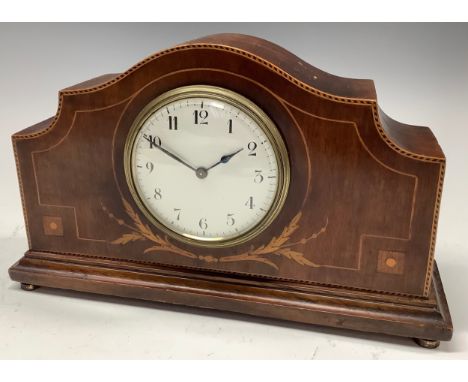 An Edwardian mahogany and marquetry mantel clock, c.1905 