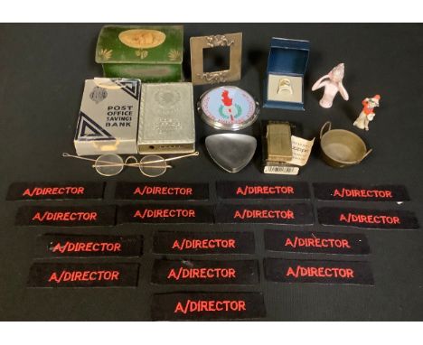 Boxes and Objects - a Post Office savings bank; a Zippo lighter; a Royal Worcester thimble; a pincushion doll; a Victorian To