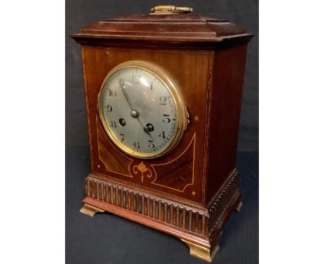 A 19th century mahogany inlaid bracket clock, French movement 
