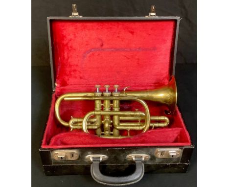 A Boosey &amp; Hawkes La Fleur bugle, cased 