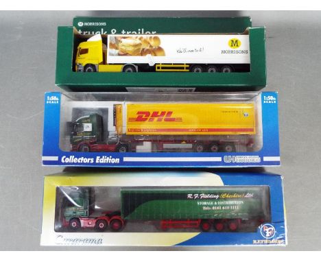 Universal Hobbies, Cararama, Other - Two boxed diecast 1:50 scale truck plus a plastic truck. Lot includes Cararama #569-009 