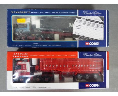 Corgi - A pair of boxed Limited Edition 1:50 scale trucks from the Corgi. Lot includes CC12212 Scania 4 Series Bulk Tipper  '