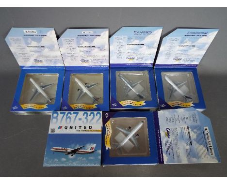 Dragon Wings, Gemini Jets - Six boxed diecast 1:400 scale model aircraft in various carrier liveries. Lot includes Dragon Win