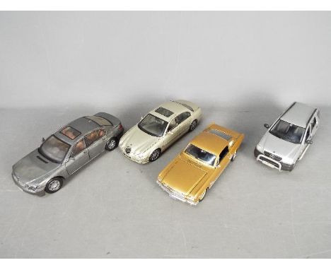 Maisto, Mira - Motor Max - Four unv=boxed 1:18 scale diecast model cars. Lot includes Maisto Jaguar S-Type; Mercedes Benz ML3