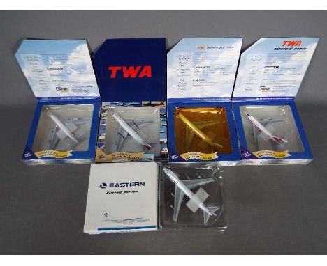 Gemini Jets - Five boxed diecast 1:400 scale model aircraft in various carrier liveries by Gemini Jets. Lot includes Gemini J