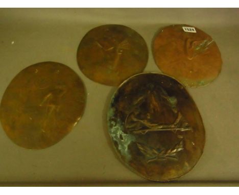 Four copper oval plaques (one marked R P L copyright)  Approx. 20 x 16cm