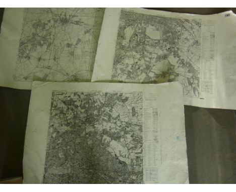 Three World War ll First edition Photolithographed aluminium foil back 1:2500 scale maps of North and South Berlin and Bernal
