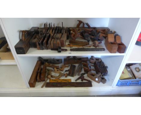 A good quantity of vintage wooden planes, marking gauges and other tools