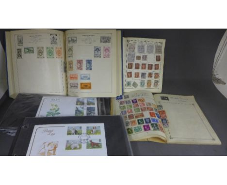 Three vintage stamp albums and a quantity of First Day Covers - one album containing some Great Britain Victorian stamps incl