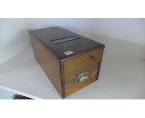 A Gledhill's patent vintage mahogany Cash Till
Condition report:  Stains, scratches and scuffs, cash drawer opens and bell ri