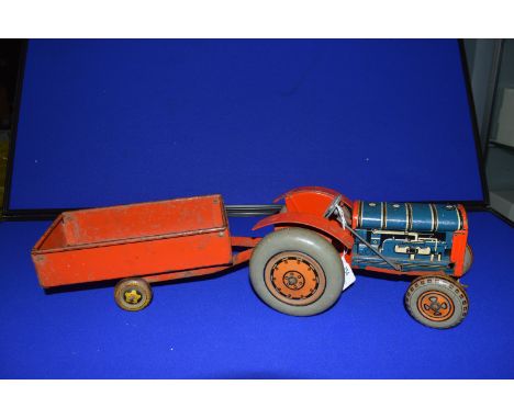 Unmarked Tinplate Tractor and Trailer