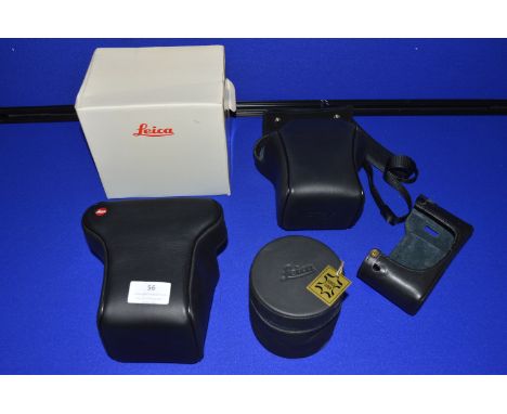 Two Leica R Ever Ready Cases with Packaging, plus Leather Lens Case