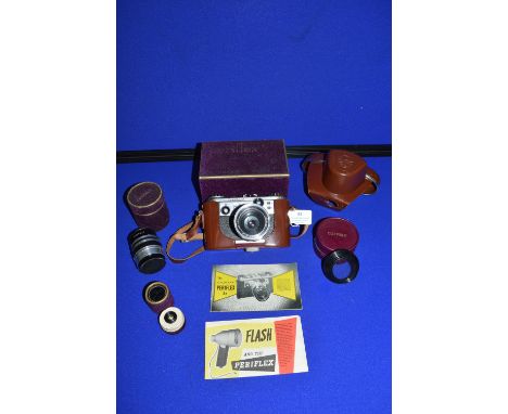 Corfield Periflex 3A 35mm Camera, Lumax 1:1.9/50mm Lens, and Retro 1:3.5/35 Lens, with Packaging etc.