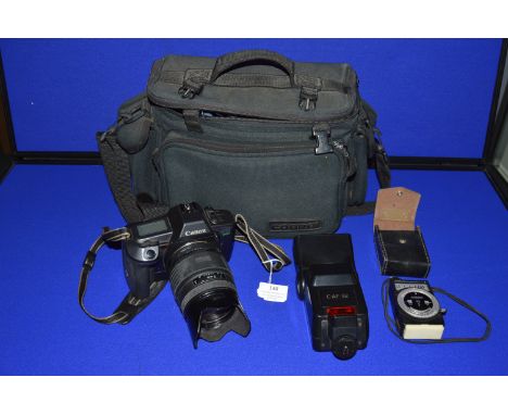 Canon EOS 600 35mm Camera with Sigma UC Zoom 70-210mm Lens, Cobra Camera Bag, and Light Meters, etc.