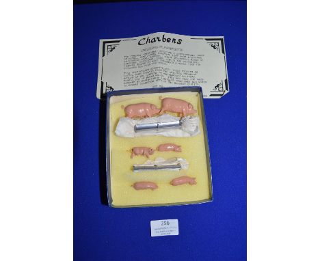 Charbens Diecast Metal Farmyard Set Pigs and Troughs