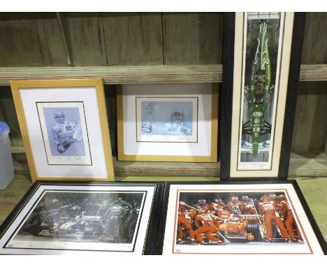 After M J Thompson, three limited edition F1 prints, Masters of Strategy (395/500), Dark Angels (232/500), Green Giant (47/50