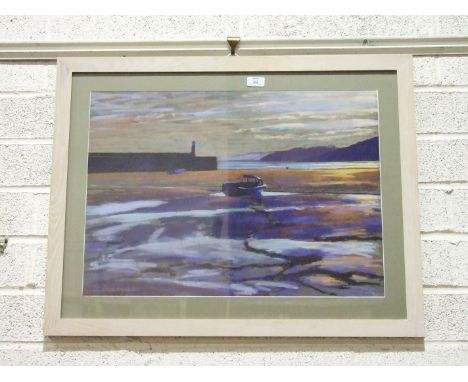 O R (20th century),  FISHING BOATS AT LOW TIDE, pastel, signed with initials, 45 x 62cm, S C Longhurst, INCE CASTLE, SALTASH,