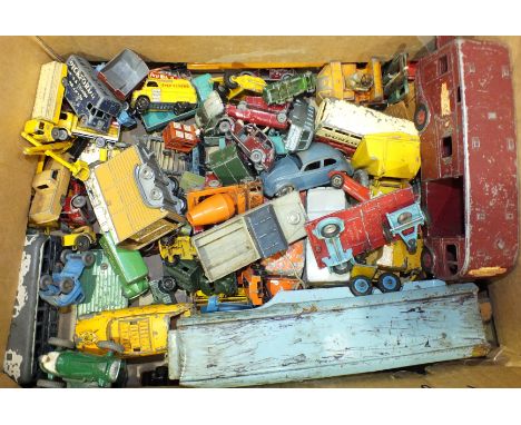 A collection of various play-worn Dinky and Matchbox diecast models.