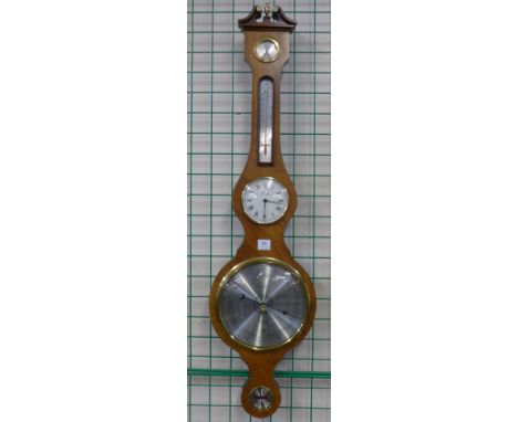 A Comitti of London inlaid mahogany aneroid banjo barometer