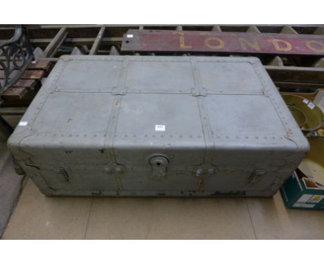 A painted steamer trunk