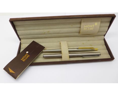 A Mont Blanc ballpoint pen and one other Mont Blanc pen, with a case