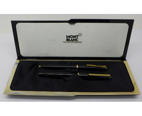 A Mont Blanc no. 32 fountain pen and no. 38 ballpoint pen set, cased