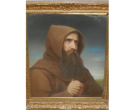 Late 19th / early 20th century Continental school, a portrait study of a monk, watercolour. H: 60cm W: 50cm