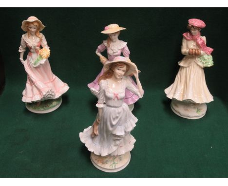 ROYAL WORCESTER 'THE FOUR SEASONS' COLLECTION GLAZED CERAMIC FIGURINES- SPRING, SUMMER, AUTUMN AND WINTER 
