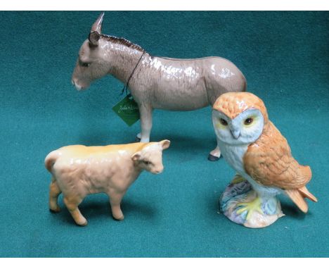 THREE VARIOUS BESWICK GLAZED CERAMIC ANIMALS 