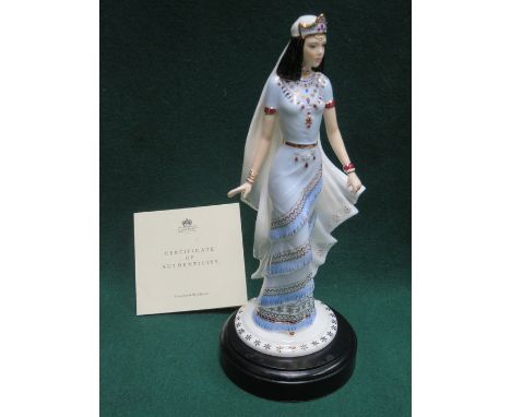 BOXED COALPORT GLAZED CERAMIC FIGURE- QUEEN OF SHEBA, COMES WITH STAND AND CERTIFICATE OF AUTHENTICITY 