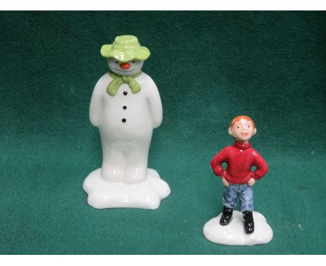 TWO BOXED ROYAL DOULTON 'JAMES BUILDS A SNOWMAN' GLAZED CERAMIC FIGURES- JAMES AND THE SNOWMAN 