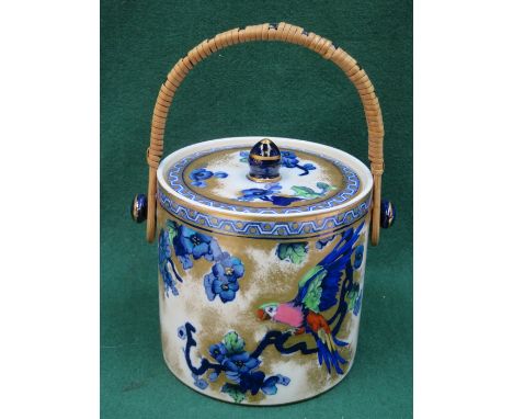LOSOL WARE DECORATIVE GILDED CERAMIC BISCUIT BARREL WITH COVER 