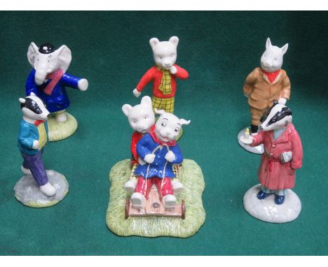 SIX VARIOUS BESWICK 'RUPERT CHARACTERS' GLAZED CERAMIC FIGURES 