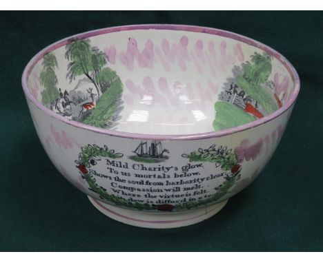 INTERESTING LATE 18th/EARLY 19th CENTURY OVERSIZED 'SAILORS FAREWELL' CERAMIC BOWL, STAMPED MOORE & CO, DIAMETER APPROXIMATEL
