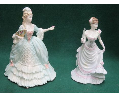 TWO COALPORT 'FEMME FATALES' GLAZED CERAMIC FIGURES- LILLIE LANGFRY AND MARIE ANTOINETTE 
