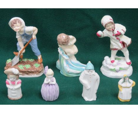 SEVEN VARIOUS ROYAL WORCESTER GLAZED CERAMIC FIGURES 
