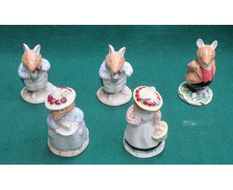 FIVE VARIOUS ROYAL DOULTON 'FROM THE BRAMBLY HEDGE' GLAZED CERAMIC FIGURES