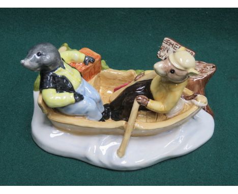 BOXED BESWICK 'THE WIND IN THE WILLOWS' GLAZED CERAMIC FIGURE GROUP- ON THE RIVER 