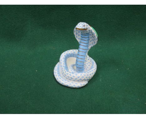 HEREND HUNGARY CERAMIC COBRA, HANDPAINTED AND GILDED, APPROXIMATELY 12cm HIGH