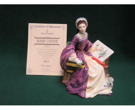 BOXED ROYAL DOULTON LIMITED EDITION GLAZED CERAMIC FIGURE- MARY TUDOR, HN3834, COMES WITH CERTIFICATE OF AUTHENTICITY 