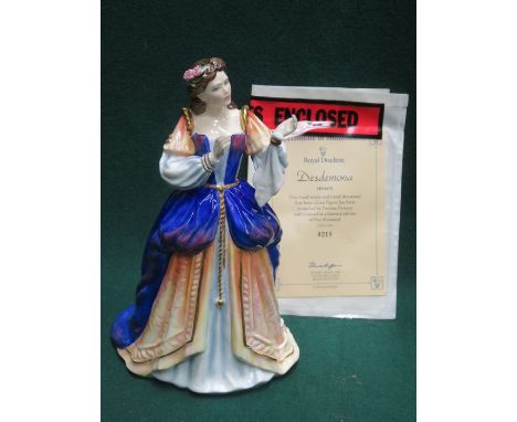BOXED ROYAL DOULTON LIMITED EDITION GLAZED CERAMIC FIGURE- SHAKESPEARE LADIES 'DESDEMONA', HN3676, COMES WITH CERTIFICATE OF 