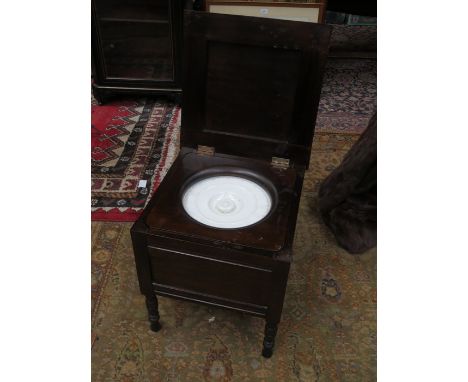 MAHOGANY COMMODE WITH CERAMIC LINER 