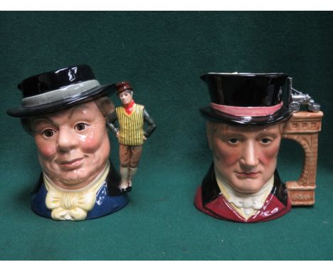 TWO VARIOUS ROYAL DOULTON GLAZED CERAMIC CHARACTER JUGS- MR PICKWICK AND GEORGE STEPHENSON 