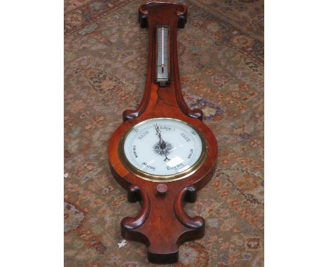 ROSEWOOD VENEERED VICTORIAN WALL HANGING BAROMETER 
